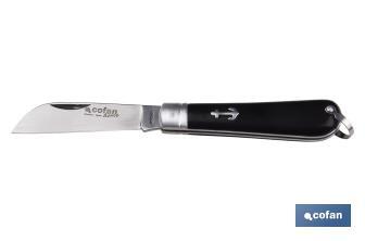 Navaja marinera | Medida de 8 cm de hoja | Pico de Loro | Hoja de Acero Inox | Mango de Polioximetileno | Color Negro - Cofan