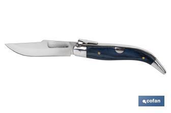 Coltello a serramanico tradizionale | Dimensioni della lama: 8 cm | Lama di acciaio inox | Manico marrone di legno compresso - Cofan