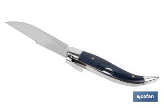 Coltello a serramanico tradizionale | Dimensioni della lama: 8 cm | Lama di acciaio inox | Manico marrone di legno compresso - Cofan