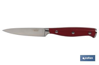 Coltello spelucchino da cucina con forgiatura francese | Rosso | Dimensioni della lama: 9 cm - Cofan