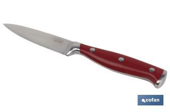 Coltello spelucchino da cucina con forgiatura francese | Rosso | Dimensioni della lama: 9 cm - Cofan