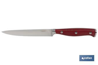 Cuchillo de Verduras con forjado francés | En Color Rojo | Medida de la hoja de 13 cm - Cofan