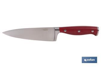 Cuchillo de Cocina con Forjado Francés | En Color Rojo | Diferentes Medidas - Cofan