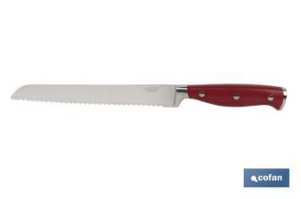 French forged bread knife | Red | Blade size: 21cm - Cofan