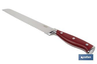 French forged bread knife | Red | Blade size: 21cm - Cofan