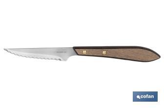 Pack of 3 steak knives | Micro-serrated blade of 10cm | Walnut wood-effect handle - Cofan