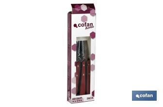 Pack of 3 knives | Micro-serrated blade of 10cm | Available in 2 colours - Cofan