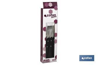 Pack of 3 knives | Micro-serrated blade of 10cm | Available in black - Cofan