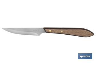 Pack of 3 steak knives | Blade with straight edge of 10cm | Walnut wood-effect handle - Cofan