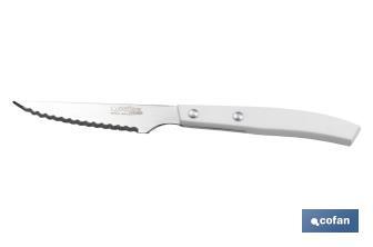 Pack de 6 cuchillos Chuleteros | Modelo Vittorio | Color Blanco | Hoja de Acero Inox. | Hoja de 110 mm - Cofan