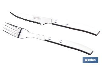 Pack of 3 steak knives + 3 steak forks | White | Stainless-steel blade | Blade size: 110mm - Cofan