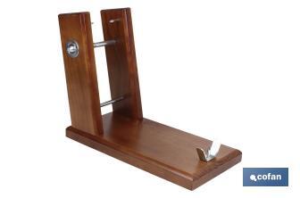 Soporte jamonero de madera con husillo de acero | Modelo Teruel | Medidas 40.5 x 20.5 x 12.6 cm | Peso 2,89 kg - Cofan