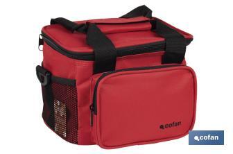 Nevera portátil porta alimentos | Bolsa isotérmica | Correa ajustable | Color: rojo | Medidas: 23 x 17 x 18 cm - Cofan