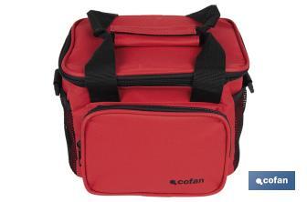 Nevera portátil porta alimentos | Bolsa isotérmica | Correa ajustable | Color: rojo | Medidas: 23 x 17 x 18 cm - Cofan