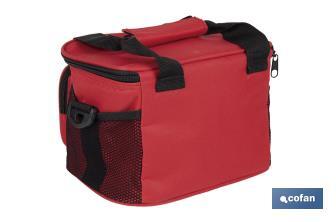 Nevera portátil porta alimentos | Bolsa isotérmica | Correa ajustable | Color: rojo | Medidas: 23 x 17 x 18 cm - Cofan