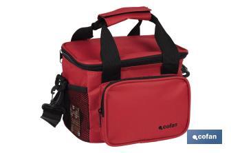 Nevera portátil porta alimentos | Bolsa isotérmica | Correa ajustable | Color: rojo | Medidas: 23 x 17 x 18 cm - Cofan