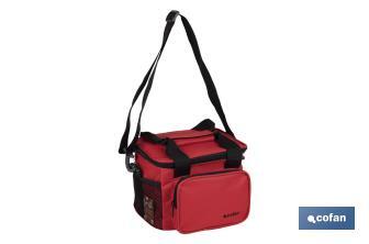 Nevera portátil porta alimentos | Bolsa isotérmica | Correa ajustable | Color: rojo | Medidas: 23 x 17 x 18 cm - Cofan