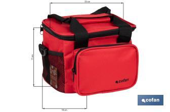 Nevera portátil porta alimentos | Bolsa isotérmica | Correa ajustable | Color: rojo | Medidas: 23 x 17 x 18 cm - Cofan