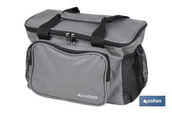 Nevera portátil porta alimentos | Bolsa isotérmica | Correa ajustable | Color: gris oscuro | Medidas: 35 x 23 x 24 cm - Cofan