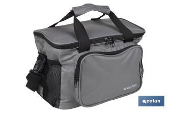 Nevera portátil porta alimentos | Bolsa isotérmica | Correa ajustable | Color: gris oscuro | Medidas: 35 x 23 x 24 cm - Cofan
