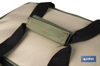 Bolsa térmica | Nevera portátil para alimentos | Correa ajustable | Adecuada para pícnic, playa, oficina, viaje | Color: verde y beige | Medidas: 35 x 25 x 27,5 cm - Cofan