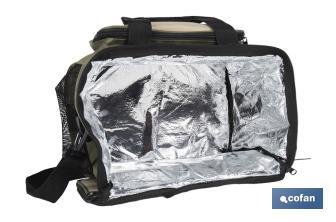 Bolsa térmica | Nevera portátil para alimentos | Correa ajustable | Adecuada para pícnic, playa, oficina, viaje | Color: verde y beige | Medidas: 35 x 25 x 27,5 cm - Cofan