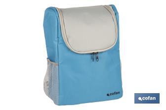 Mochila nevera isotérmica | Mochila de refrigeración | Capacidad: 10 litros | Color: Azul y gris | Medidas: 28 x 12,5 x 37 cm - Cofan