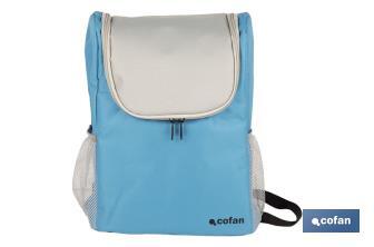 Mochila nevera isotérmica | Mochila de refrigeración | Capacidad: 10 litros | Color: Azul y gris | Medidas: 28 x 12,5 x 37 cm - Cofan