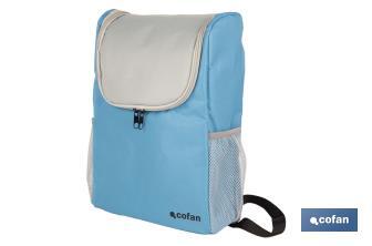 Mochila nevera isotérmica | Mochila de refrigeración | Capacidad: 10 litros | Color: Azul y gris | Medidas: 28 x 12,5 x 37 cm - Cofan