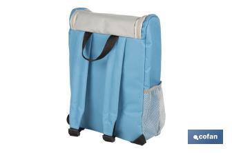 Mochila nevera isotérmica | Mochila de refrigeración | Capacidad: 10 litros | Color: Azul y gris | Medidas: 28 x 12,5 x 37 cm - Cofan