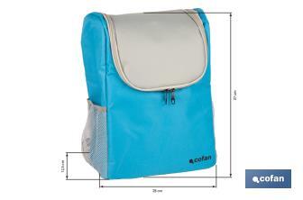 Mochila nevera isotérmica | Mochila de refrigeración | Capacidad: 10 litros | Color: Azul y gris | Medidas: 28 x 12,5 x 37 cm - Cofan