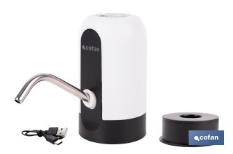 Dispensador de agua eléctrico | Grifo portátil para garrafas de agua | Adaptador universal incluido | Batería recargable de 1200 mAh con conexión USB-C - Cofan