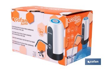 Dispensador de agua eléctrico | Grifo portátil para garrafas de agua | Adaptador universal incluido | Batería recargable de 1200 mAh con conexión USB-C - Cofan