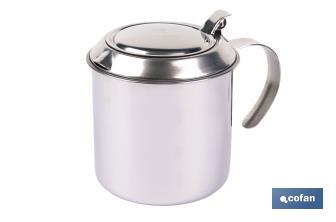 Grasera de acero inoxidable con filtro desmontable | Capacidad: 0,75 l | Disponible con icono para aceite de carne o de pescado - Cofan