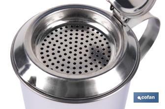 Grasera de acero inoxidable con filtro desmontable | Capacidad: 0,75 l | Disponible con icono para aceite de carne o de pescado - Cofan