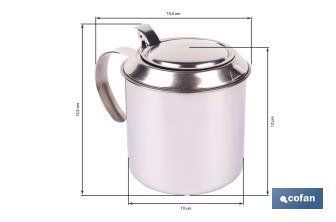 Grasera de acero inoxidable con filtro desmontable | Capacidad: 0,75 l | Disponible con icono para aceite de carne o de pescado - Cofan