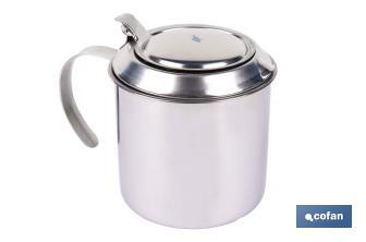 Grasera de acero inoxidable con filtro desmontable | Capacidad: 0,75 l | Disponible con icono para aceite de carne o de pescado - Cofan
