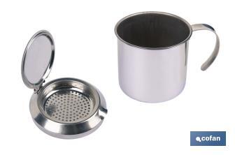 Grasera de acero inoxidable con filtro desmontable | Capacidad: 0,75 l | Disponible con icono para aceite de carne o de pescado - Cofan