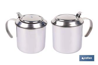 Grasera de acero inoxidable con filtro desmontable | Capacidad: 0,75 l | Disponible con icono para aceite de carne o de pescado - Cofan