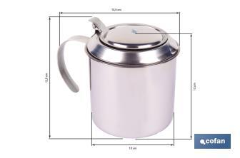 Grasera de acero inoxidable con filtro desmontable | Capacidad: 0,75 l | Disponible con icono para aceite de carne o de pescado - Cofan