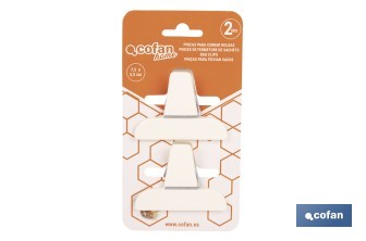 Pack de 2 pinzas para cerrar bolsas de alimentos | Color: beige - Cofan