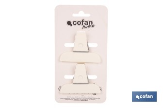 Pack de 2 pinzas para cerrar bolsas de alimentos | Color: beige - Cofan