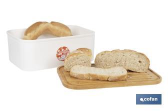Panera con tapa de bambú | Diseño minimalista | Capacidad: 6,5 l | Perfecta para conservar pan fresco | Disponible en diferentes colores - Cofan