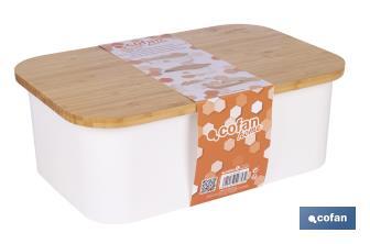 Panera con tapa de bambú | Diseño minimalista | Capacidad: 6,5 l | Perfecta para conservar pan fresco | Disponible en diferentes colores - Cofan