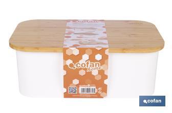 Panera con tapa de bambú | Diseño minimalista | Capacidad: 6,5 l | Perfecta para conservar pan fresco | Disponible en diferentes colores - Cofan