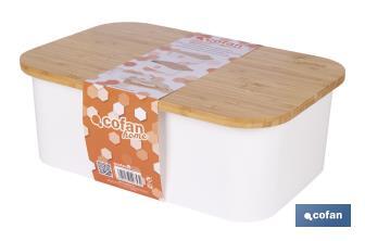 Panera con tapa de bambú | Diseño minimalista | Capacidad: 6,5 l | Perfecta para conservar pan fresco | Disponible en diferentes colores - Cofan
