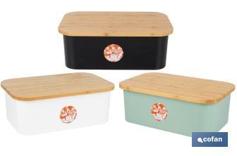 Panera con tapa de bambú | Diseño minimalista | Capacidad: 6,5 l | Perfecta para conservar pan fresco | Disponible en diferentes colores - Cofan