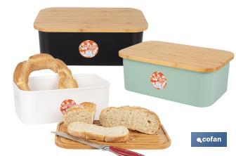 Panera con tapa de bambú | Diseño minimalista | Capacidad: 6,5 l | Perfecta para conservar pan fresco | Disponible en diferentes colores - Cofan