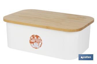 Panera con tapa de bambú | Diseño minimalista | Capacidad: 6,5 l | Perfecta para conservar pan fresco | Disponible en diferentes colores - Cofan