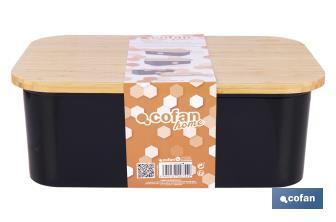 Panera con tapa de bambú | Diseño minimalista | Capacidad: 6,5 l | Perfecta para conservar pan fresco | Disponible en diferentes colores - Cofan